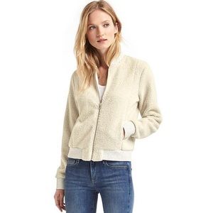 Gap Cream Sherpa Bomber Jacket